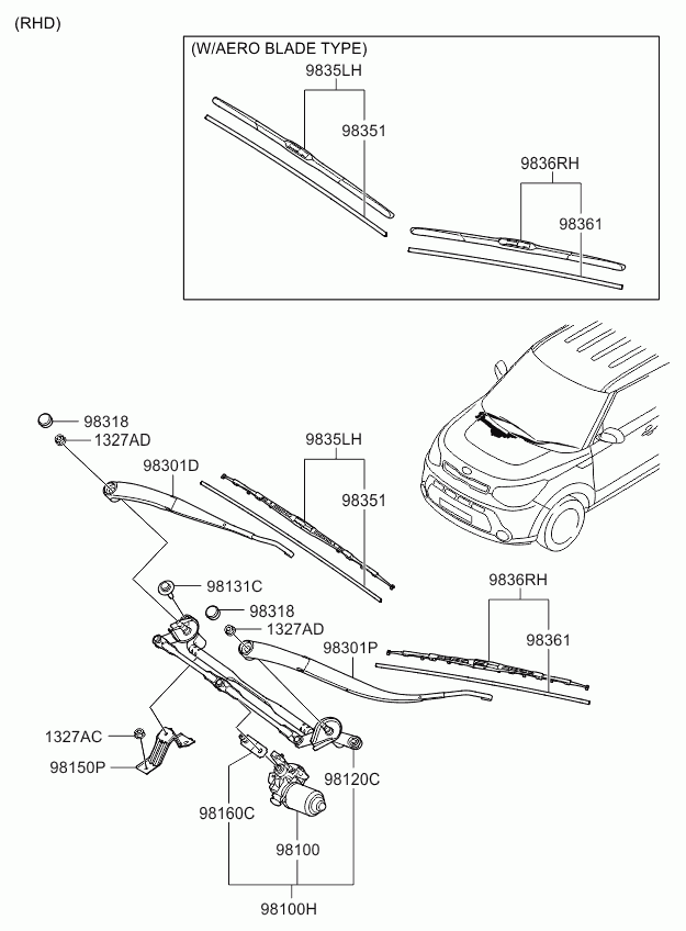 KIA 98350B2000 - Wiper Blade parts5.com