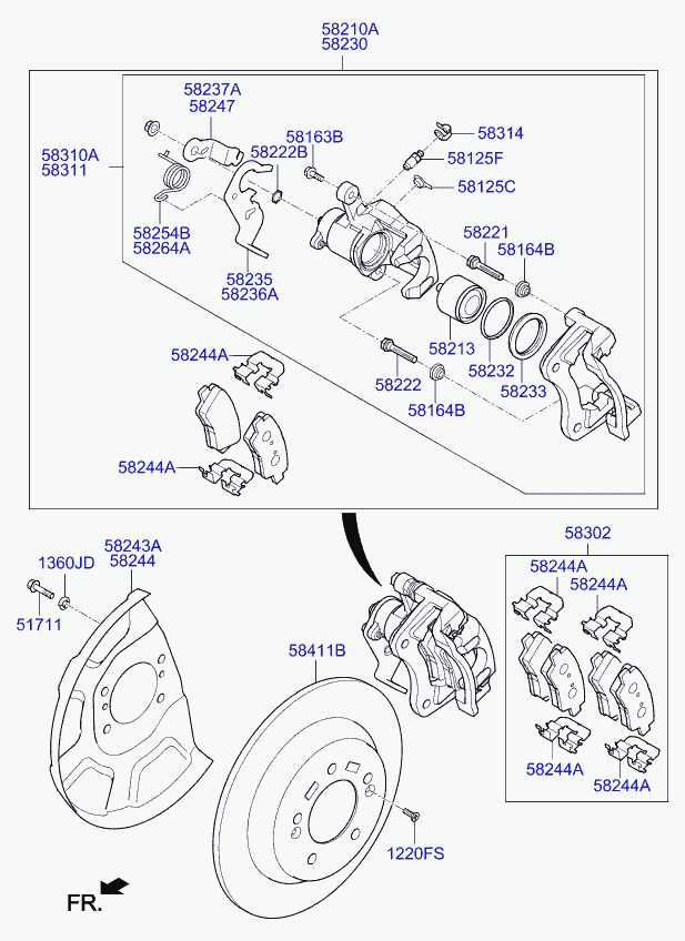 Hyundai 58302A4B00 - Set placute frana,frana disc www.parts5.com