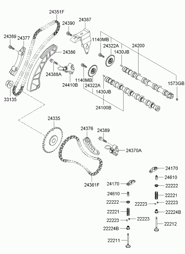 KIA 24361-2A000 - Kit de distribution par chaîne www.parts5.com