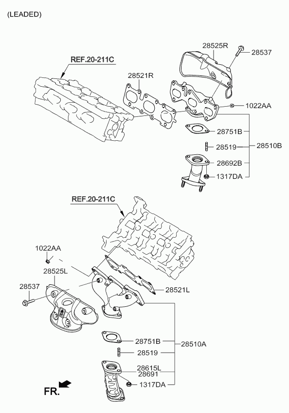 KIA 28521-3C712 - Garnitura, galerie evacuare www.parts5.com