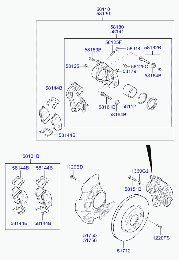 Hyundai 581013QA50 - Set placute frana,frana disc www.parts5.com