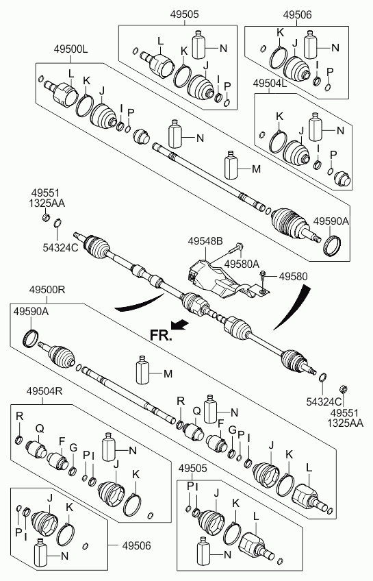 Hyundai 49500-2T200 - Σετ άρθρωσης, άξονας μετάδ. κίν. www.parts5.com