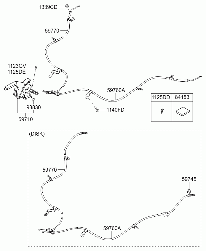 Hyundai 59760-1R300 - Cable, parking brake www.parts5.com