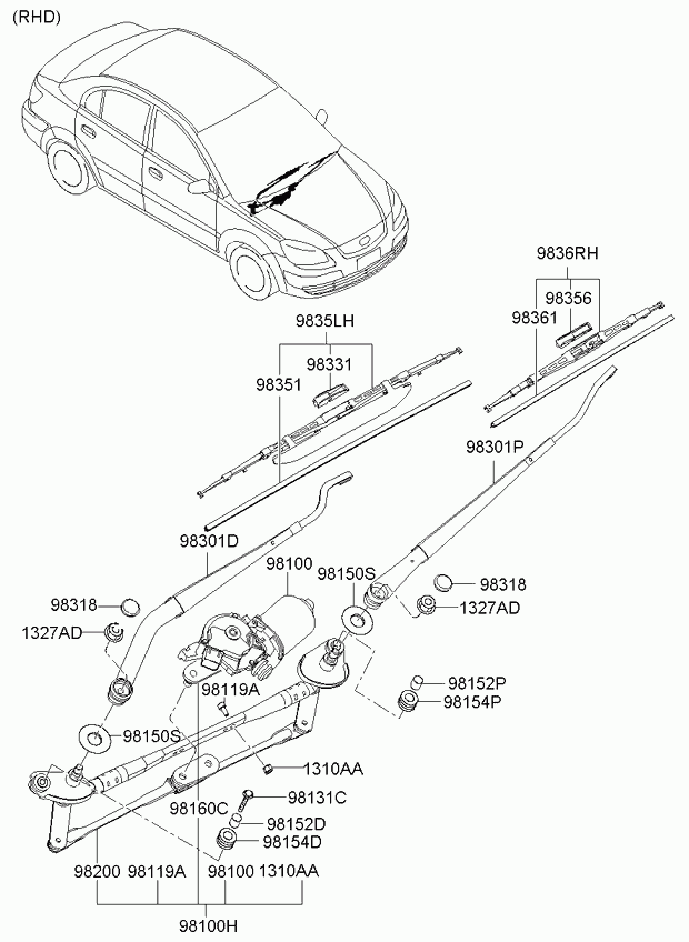 Hyundai (BEIJING) 983501G000 - Wiper Blade parts5.com