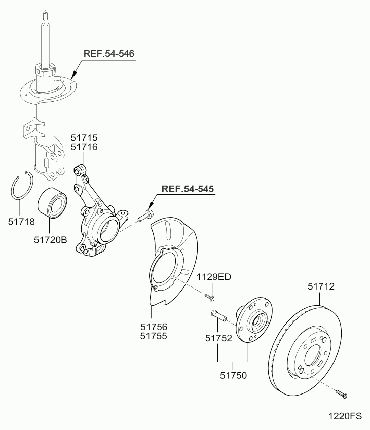 KIA 51720-38110 - Wheel hub, bearing Kit parts5.com