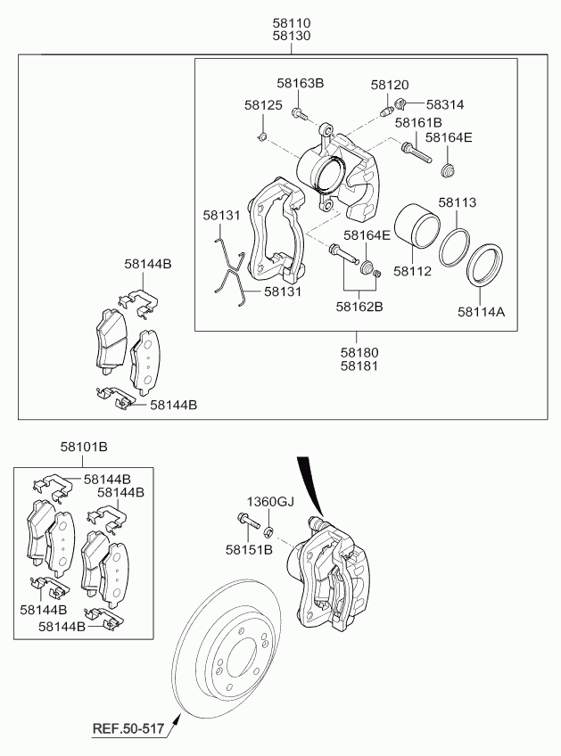 KIA 58101-A6A70 - Kit de plaquettes de frein, frein à disque www.parts5.com