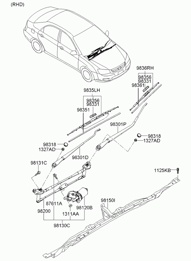 KIA 983502F000 - Μάκτρο καθαριστήρα www.parts5.com