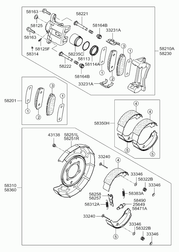 Hyundai 583503EU00 - Комплект спирачна челюст, ръчна спирачка www.parts5.com