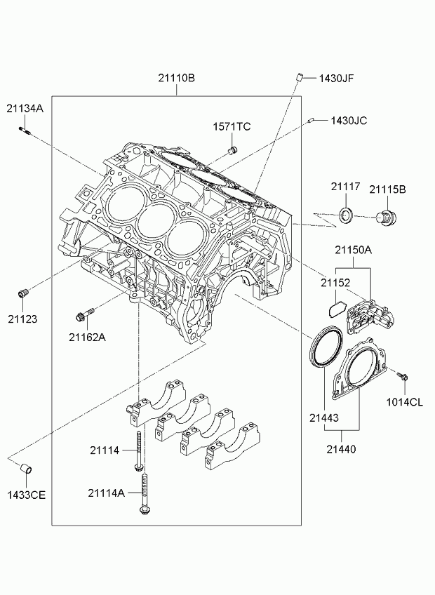 KIA 21443-3E000 - Brtveni prsten vratila, koljenasto vratilo www.parts5.com