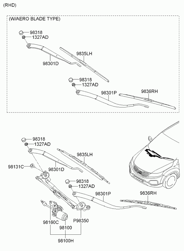 KIA 98350-2K000 - Wiper Blade parts5.com