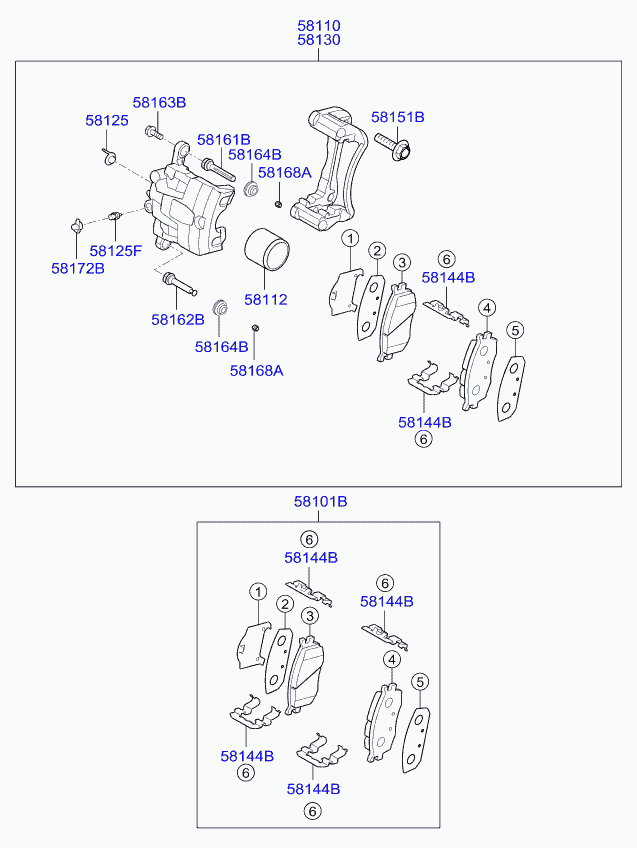 KIA 581011FE01 - Bremsbelagsatz, Scheibenbremse www.parts5.com