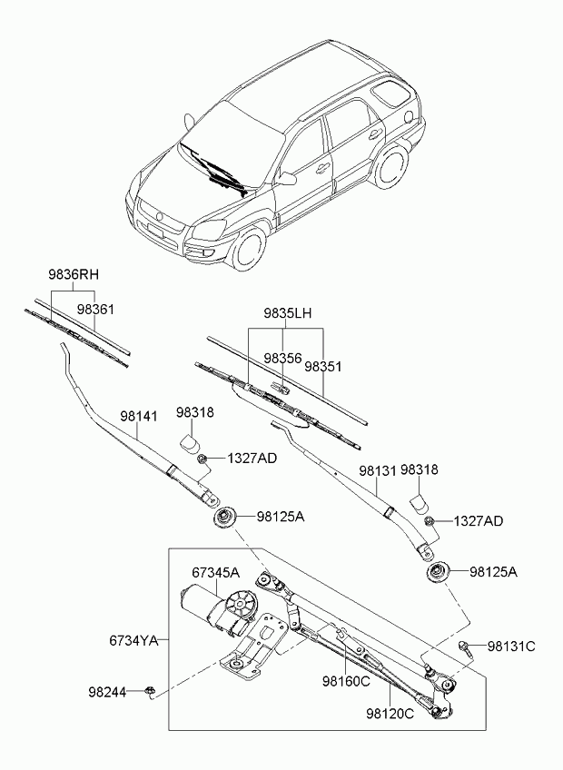 KIA 98110-1F000 - Двигател на чистачките www.parts5.com