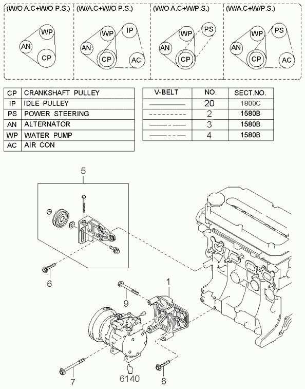 KIA 0K244 15909A - Correa trapecial poli V www.parts5.com