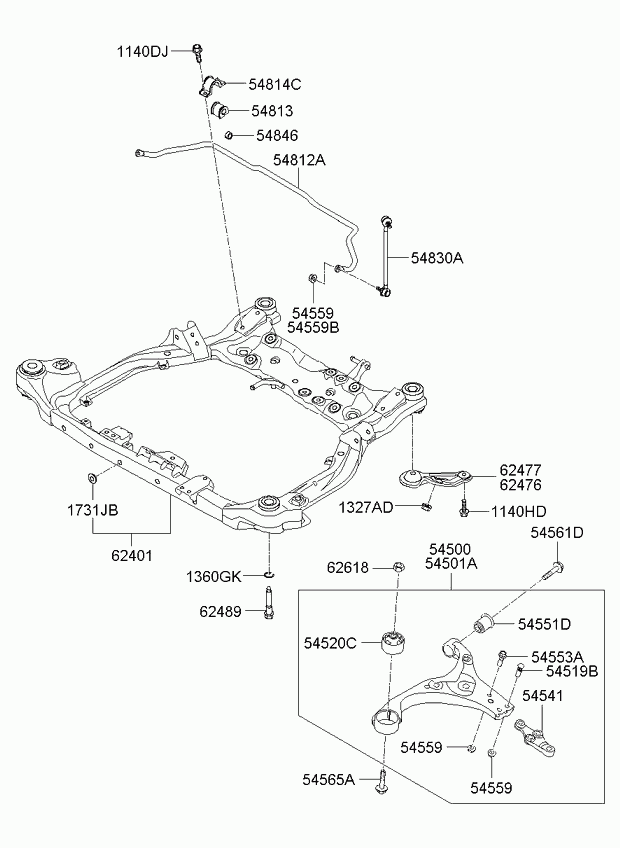 Hyundai 62405-1H020 - Mounting, axle beam www.parts5.com