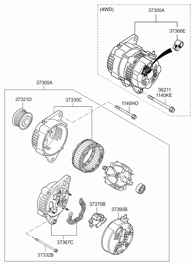 Hyundai 373002F200* - Alternator: 1 pcs. www.parts5.com