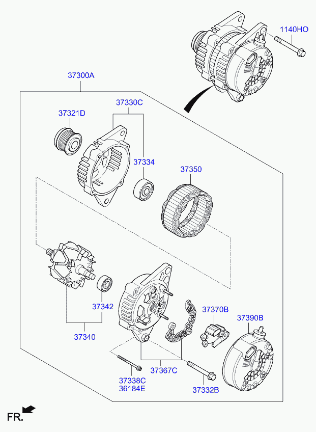 KIA 373002F350 - Pulley, alternator, freewheel clutch www.parts5.com