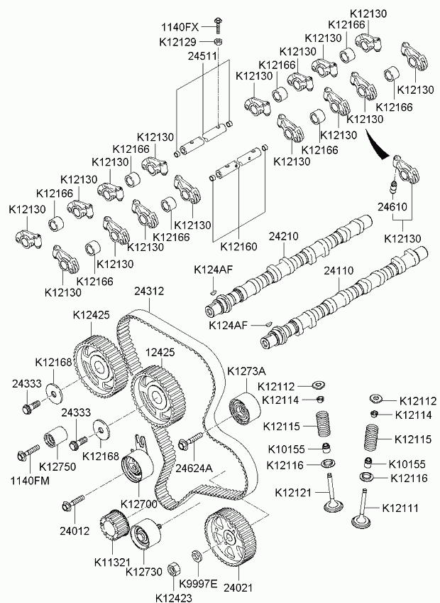 KIA 0K88R-12-750 - Deflection / Guide Pulley, timing belt www.parts5.com