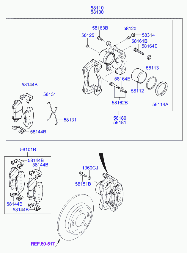 KIA 58101A6A75 - Тормозные колодки, дисковые, комплект www.parts5.com