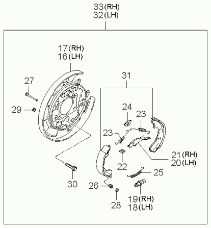 Hyundai 583502EA10 - Brake Shoe Set, parking brake parts5.com