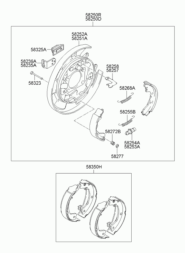 KIA 58350-2GA00 - Brake Shoe Set, parking brake parts5.com