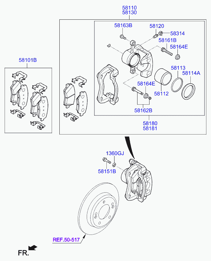 Hyundai 58101-A7A01 - Kit de plaquettes de frein, frein à disque www.parts5.com