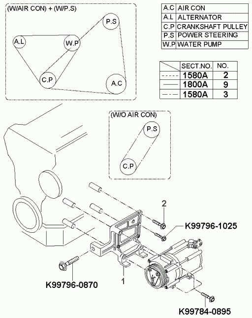 KIA 0K9A015909 - V-Ribbed Belt www.parts5.com