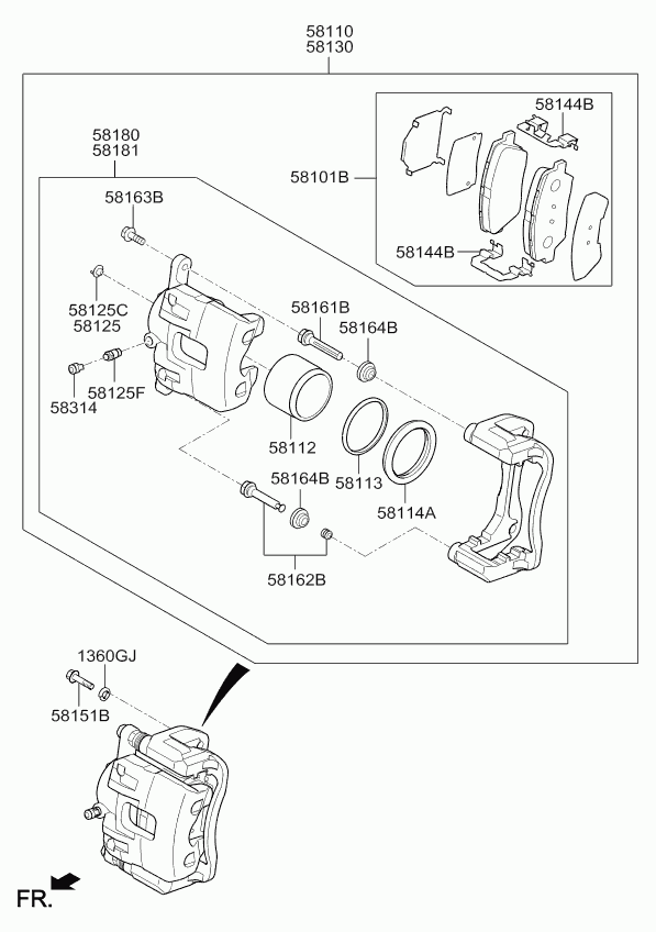 Hyundai 58101A4A11 - Brake Pad Set, disc brake www.parts5.com