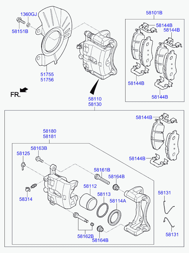 KIA 58101H8A55 - Тормозные колодки, дисковые, комплект www.parts5.com