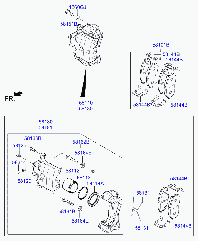 KIA 58101D4A25 - Set placute frana,frana disc www.parts5.com