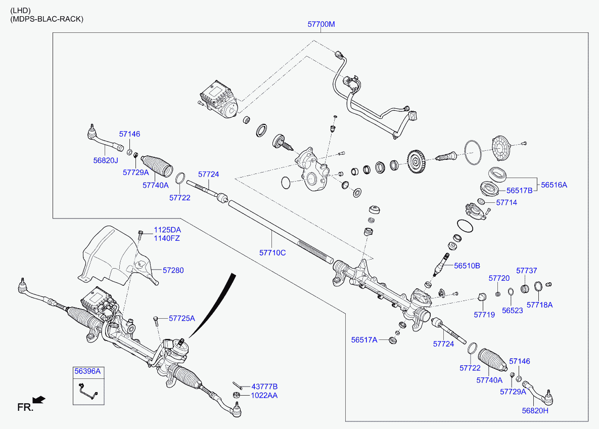 Hyundai 57724-C1000 - Inner Tie Rod, Axle Joint www.parts5.com