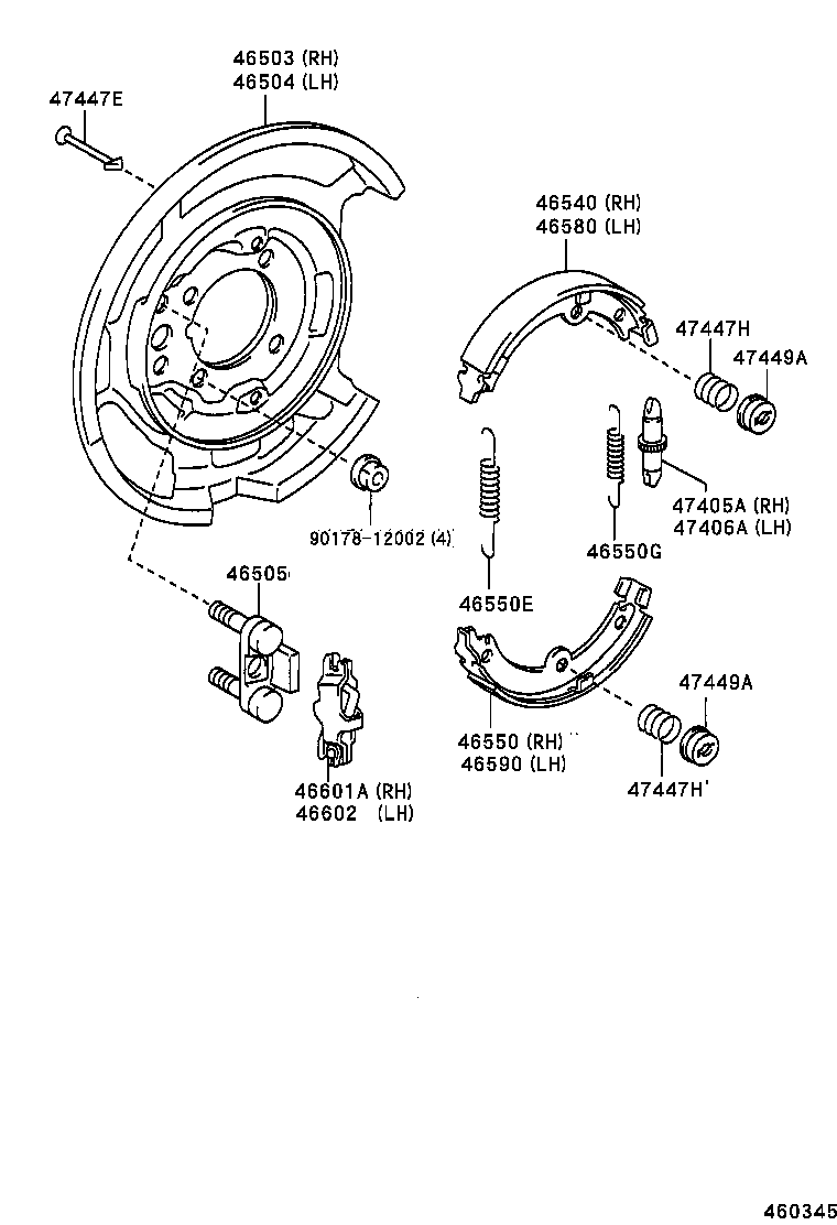 Honda 4653050020 - Brake Shoe Set, parking brake www.parts5.com