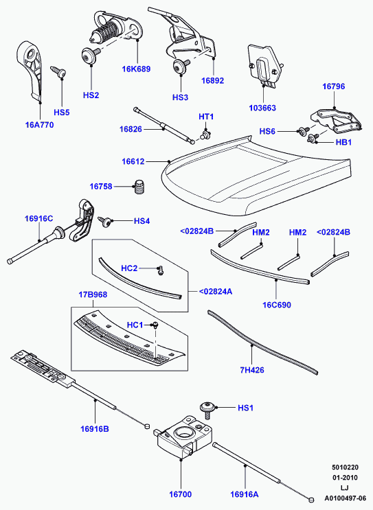 Land Rover BKK760010 - Gas Spring, bonnet www.parts5.com