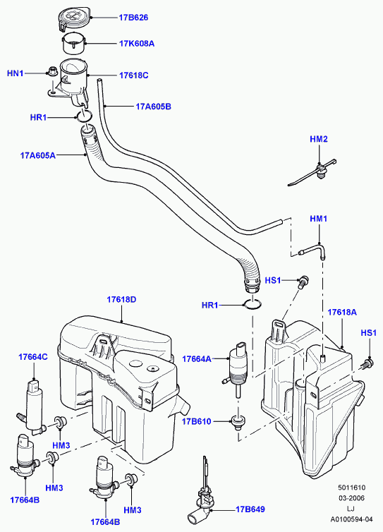 Land Rover DMC000010 - Water Pump, window cleaning parts5.com