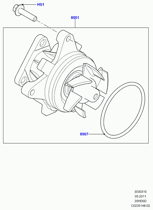 Land Rover LR025302 - Pompa apa www.parts5.com