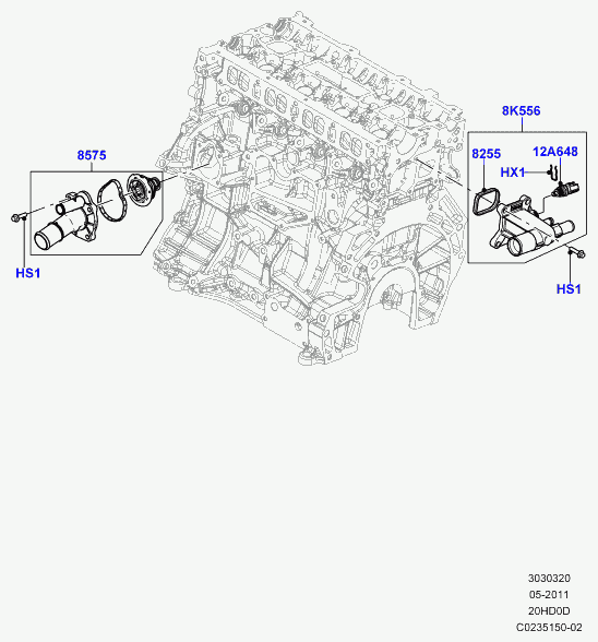 Land Rover LR025045 - Snímač teploty chladiacej kvapaliny www.parts5.com