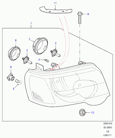 Land Rover XZQ000010 - Izzó, ködlámpa www.parts5.com