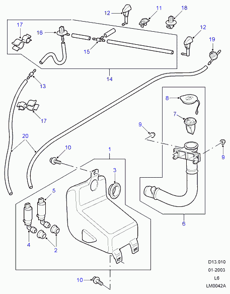 Land Rover DMC100550 - Water Pump, window cleaning www.parts5.com