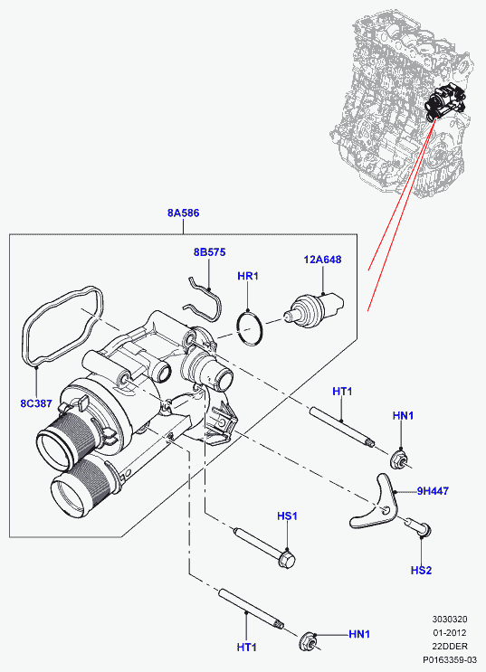 Land Rover LR006857 - Czujnik, temperatura płynu chłodzącego www.parts5.com