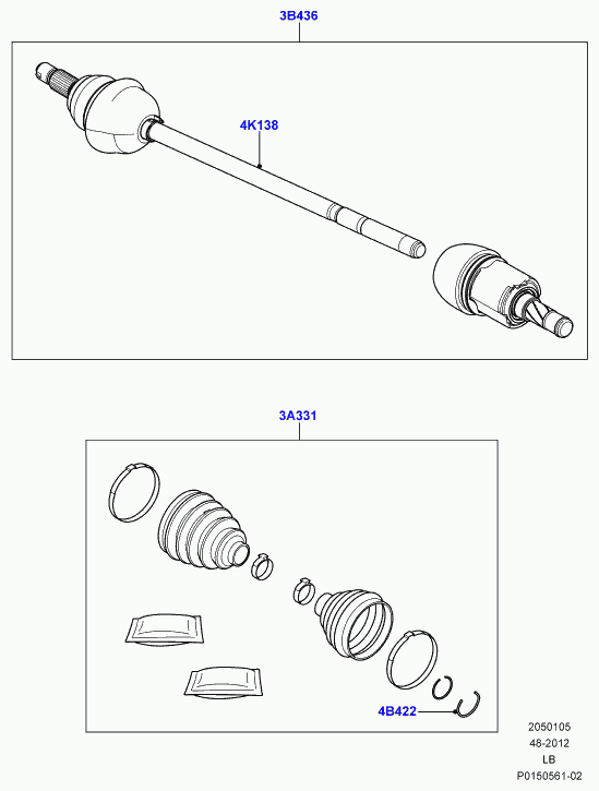 Land Rover LR003161 - Körük, tahrik mili www.parts5.com