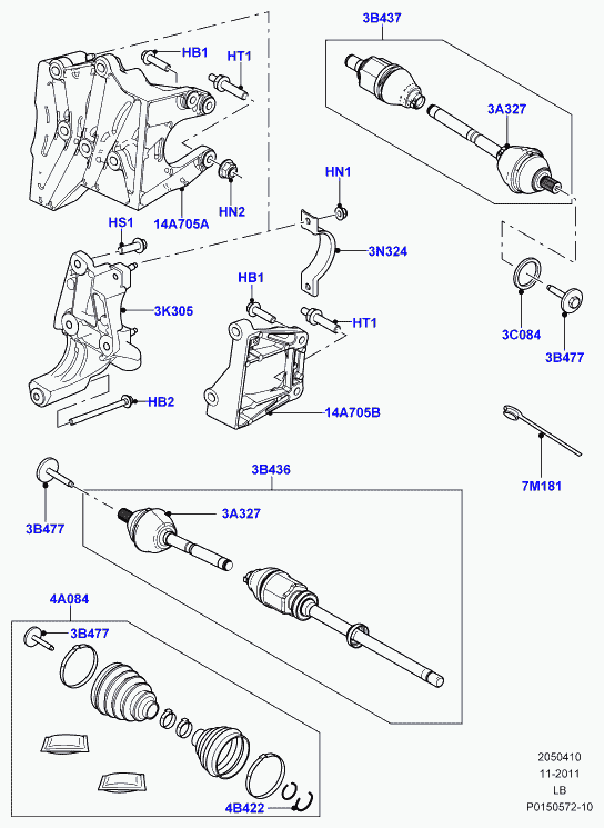 Land Rover LR003160 - Маншон, полуоска www.parts5.com