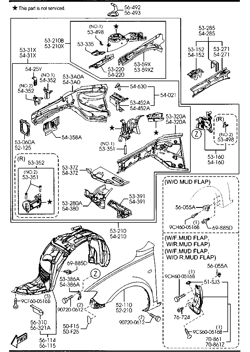 MAZDA BN8V-52-111D - Guardabarros www.parts5.com