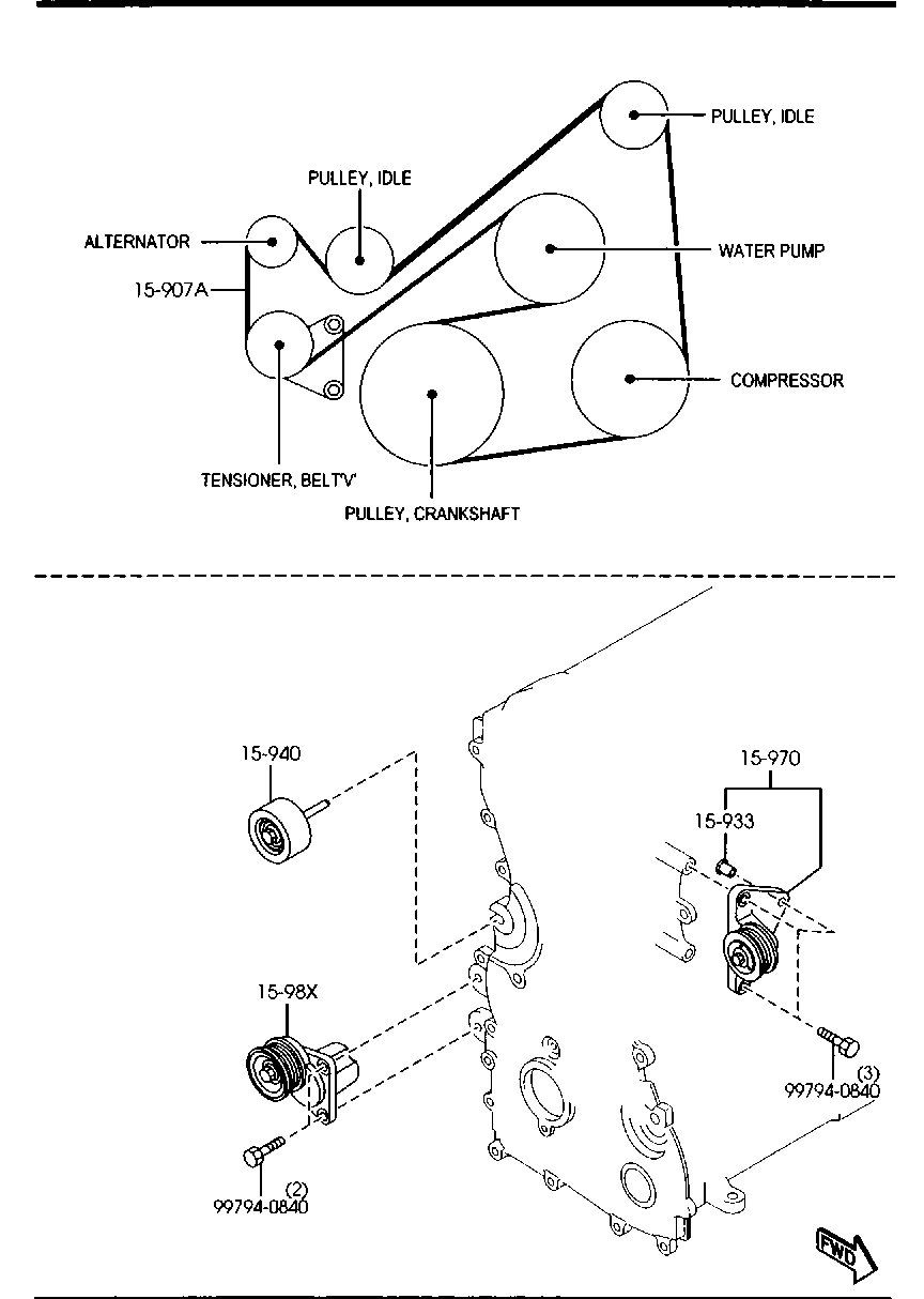 FORD LFH1-15-940 - Vratná / vodicí kladka, klínový žebrový řemen www.parts5.com