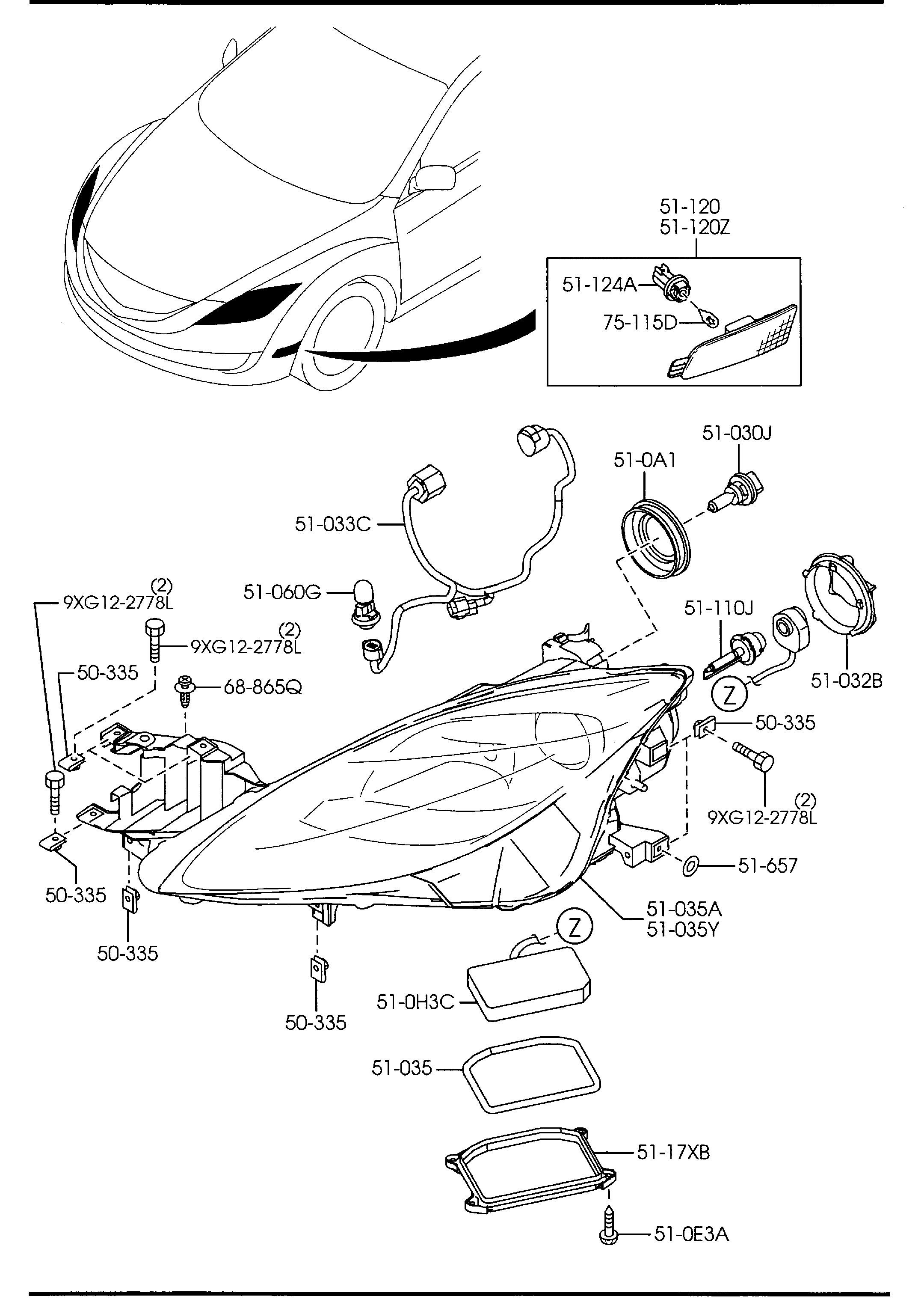 MAZDA 9070-37-550 - Ampoule, éclairage de virage www.parts5.com