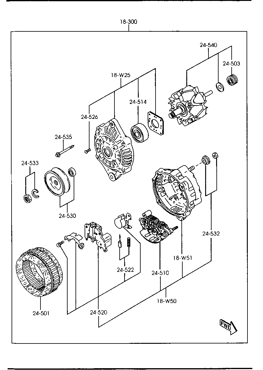 MAZDA RF1S-18-300 - Alternator www.parts5.com