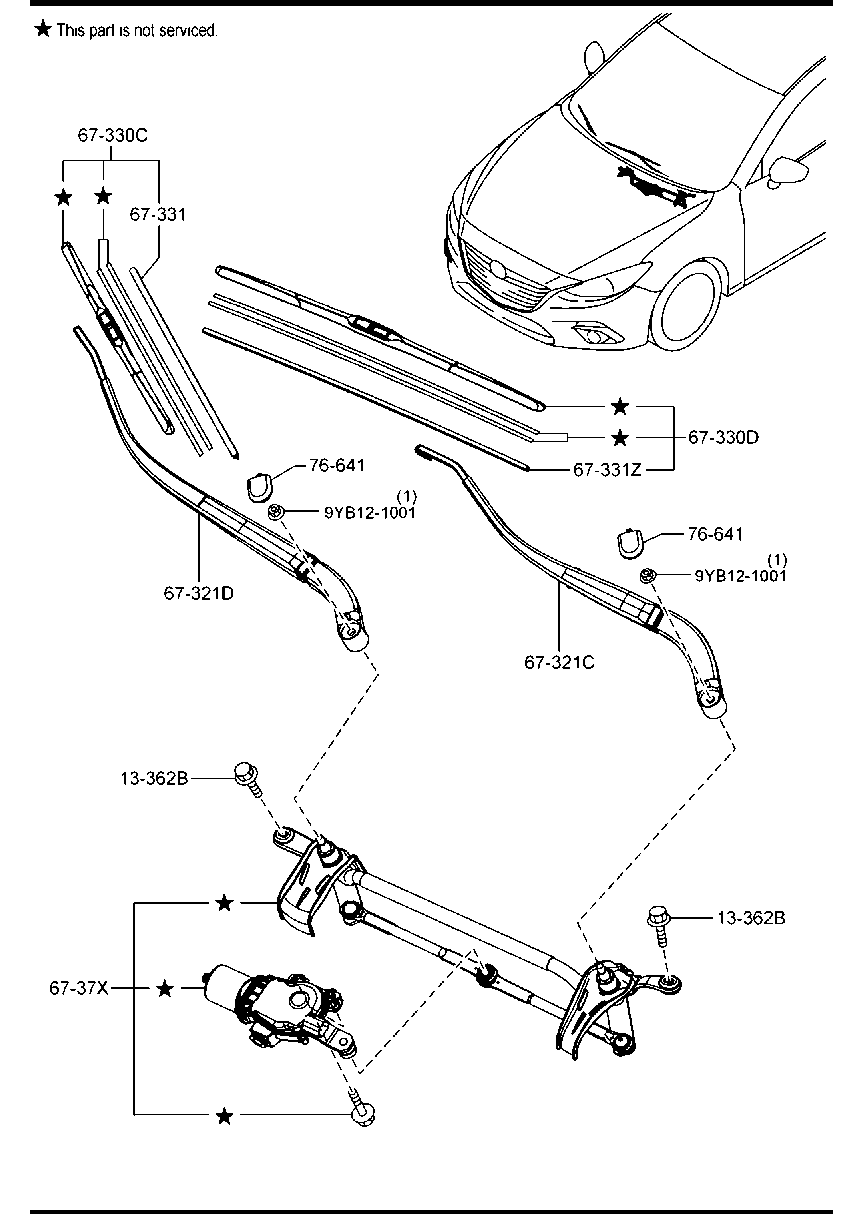 MAZDA BJS7-67-333 - Перо на чистачка www.parts5.com