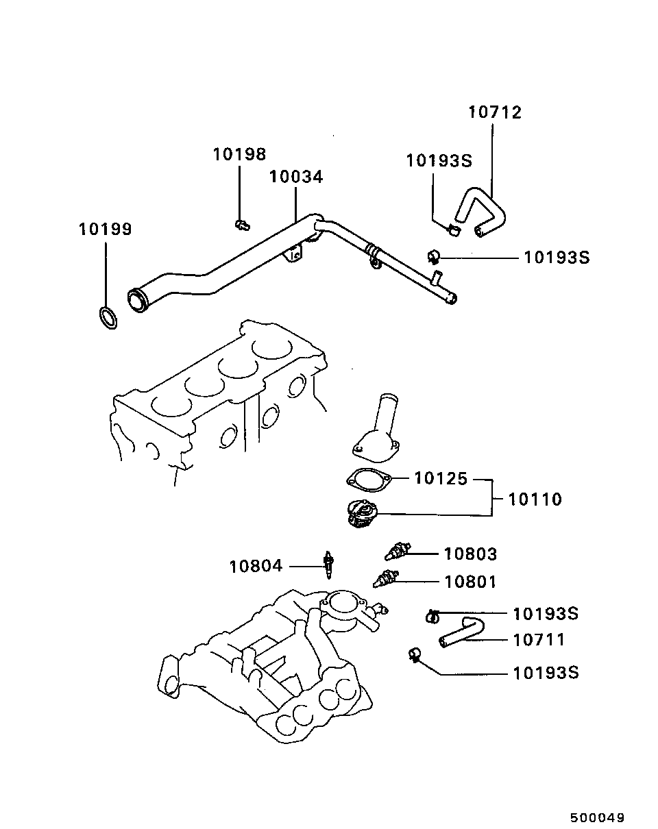 Mitsubishi MD997603 - Thermostat, coolant parts5.com