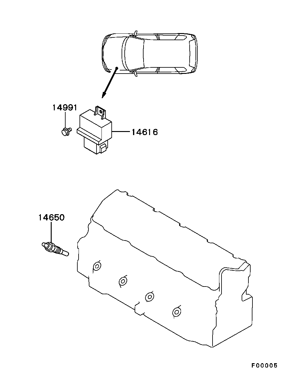 Mitsubishi M 883 828 - Подгревна свещ www.parts5.com