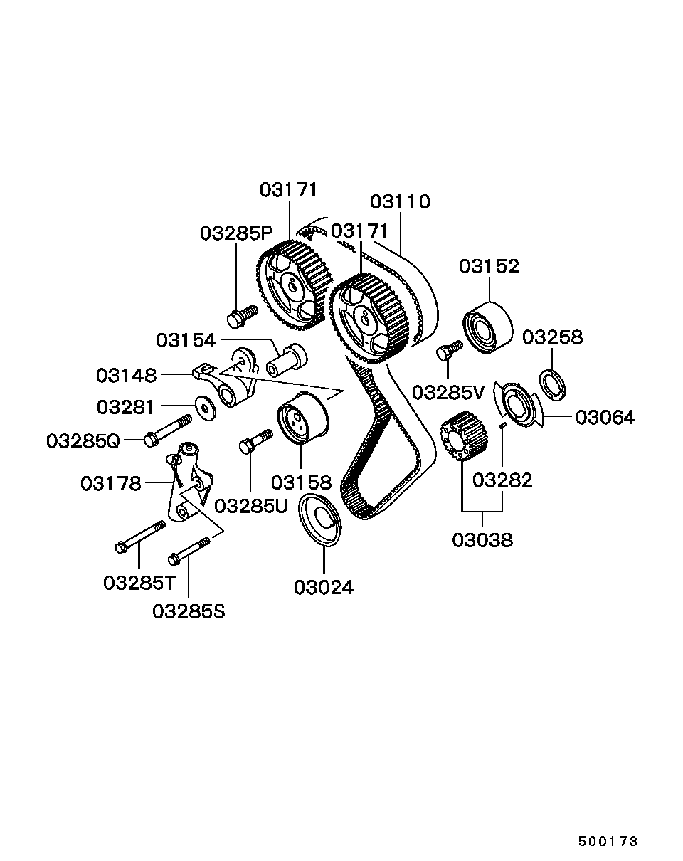 Mitsubishi MD377198 - Deflection / Guide Pulley, timing belt www.parts5.com