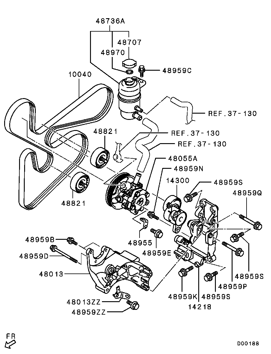 Mitsubishi 1345A060 - Usmeravajući / vodeći točkić, klinasti rebrasti kaiš www.parts5.com