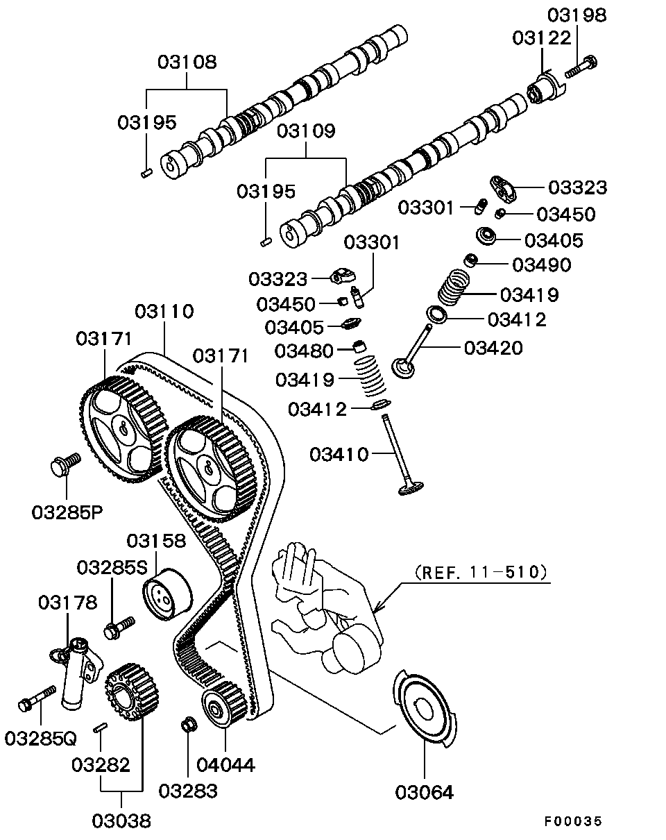 Chrysler M D182 537 - Tensioner Pulley, timing belt www.parts5.com